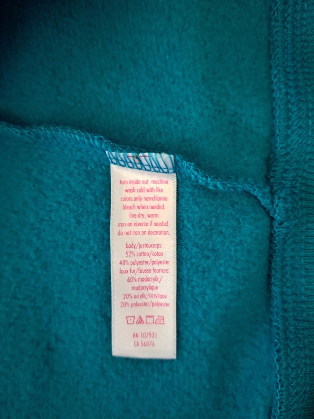 Justice Girls' Teal Hooded Jacket with Faux Fur Trim
